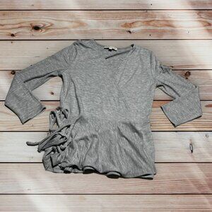 Loft Gray Peplum Top Size Medium